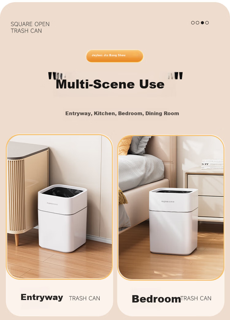 Jiabangshou Living Room Trash Can, Home Use, 2026 New Model, 13L with Lid, Large Size, for Kitchen, Bathroom, Toilet, Bedroom, Office 7