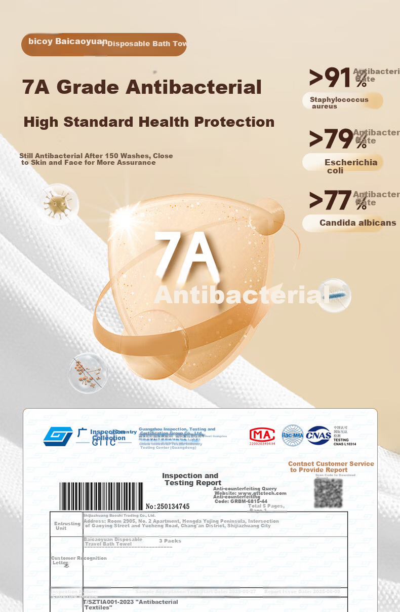 Baicaoyuan 7A Antibacterial Disposable Bath Towel Extra Large Thickened Travel Disposable Shower Towel Independent Packaging 1