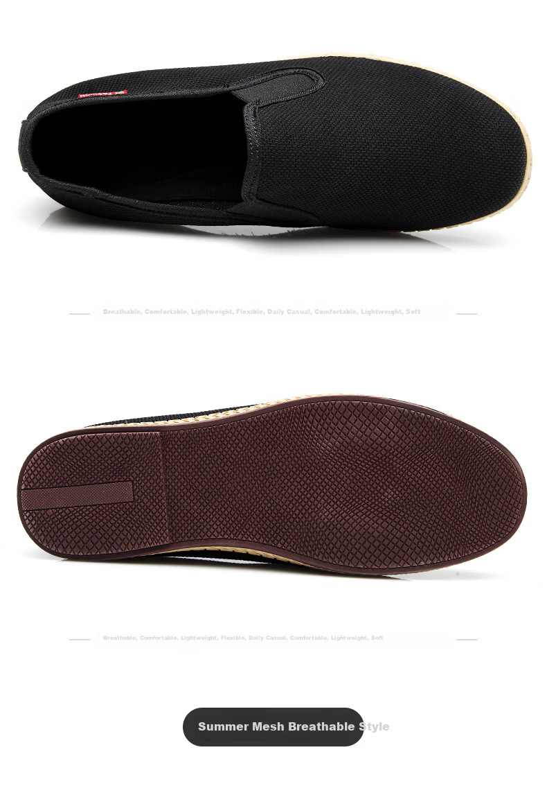 BUS HEYUAN Traditional Beijing Cloth Shoes for Men, Breathable Comfortable Middle-Aged And Elderly Dad Shoes 81X-9601 Black Size 40 18