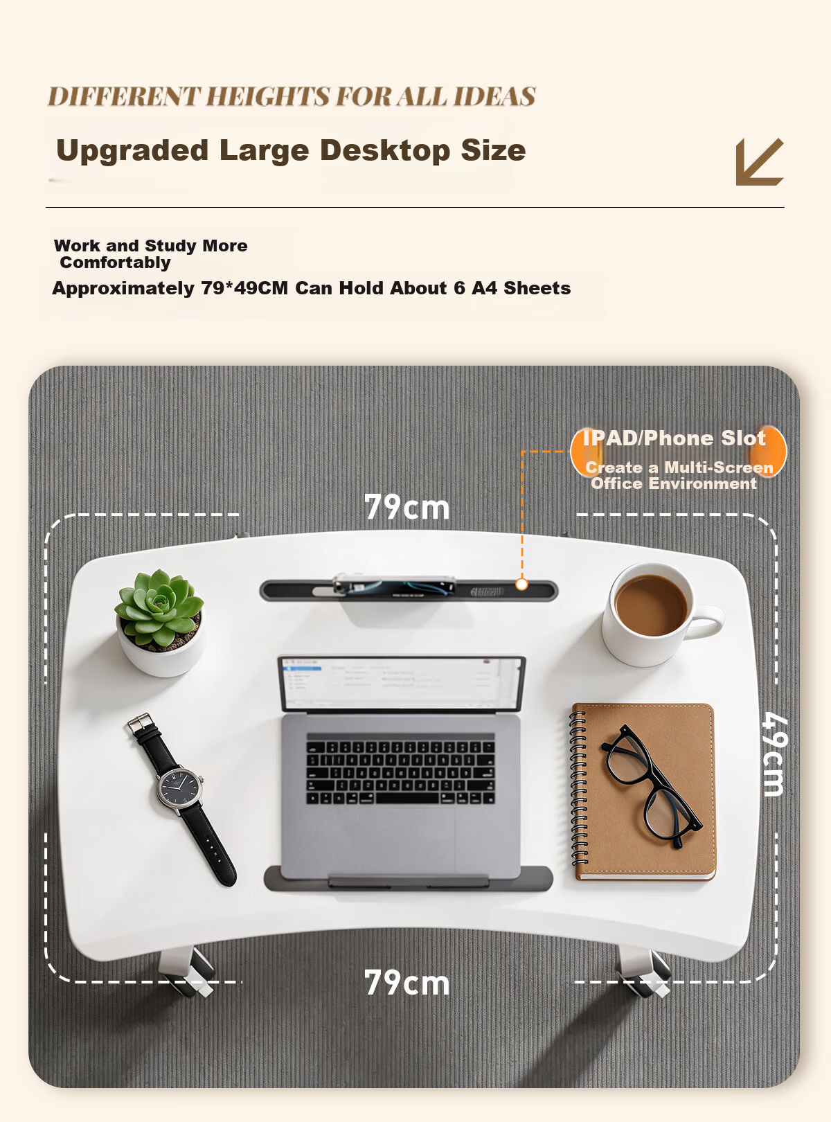 JOYSEEKER Portable Flip Adjustable Lazy Desk Study Writing Desk Bedside Computer Desk Workstation Sofa Side Table 3