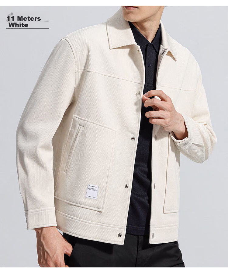 ROMON Men's Jacket, Spring And Autumn Casual Business Style, Youth Tobacco Jacket, Workwear Outerwear, Beige Color, Size 4XL 34