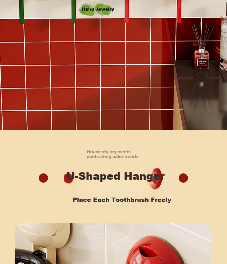 Noshi Suction Cup Toothbrush Holder Bathroom Magnetic Mouthwash Toothbrush Cup Wall-Mounted No-Drill Wash Cup 3 Cups 9
