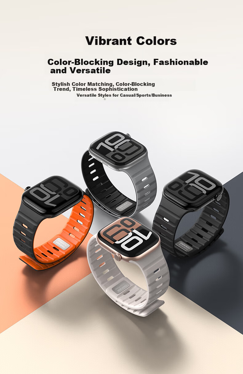 VOKAMO Minimalist Fashion Apple Watch Series 10/9/8/Ultra Magnetic Silicone Sports Band 44-49mm Unisex 2025 3