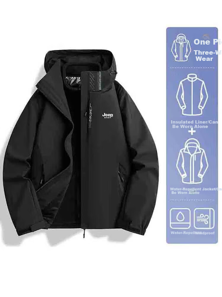 JEEP SPIRIT Men's Windbreaker Jacket for Spring And Autumn, Windproof Outdoor Sports Coat, Dark Gray, 5XL 6