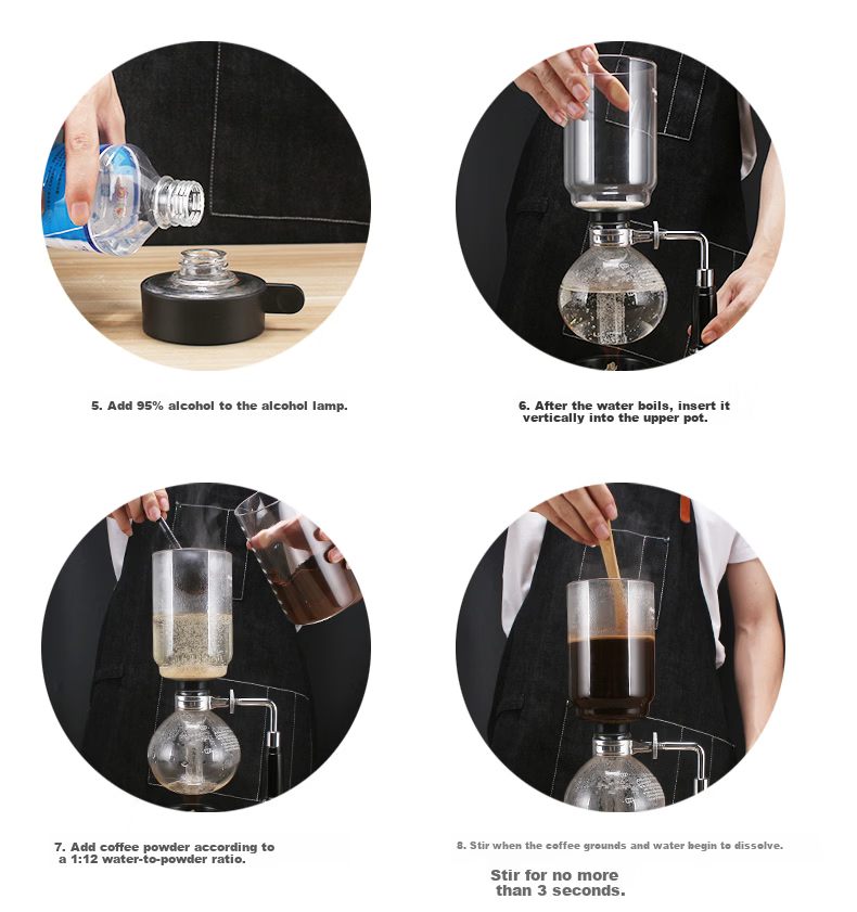 Mongdio Siphon Coffee Maker Home Siphon Coffee Pot Set Manual TCA-3 Cup Gift Box 28