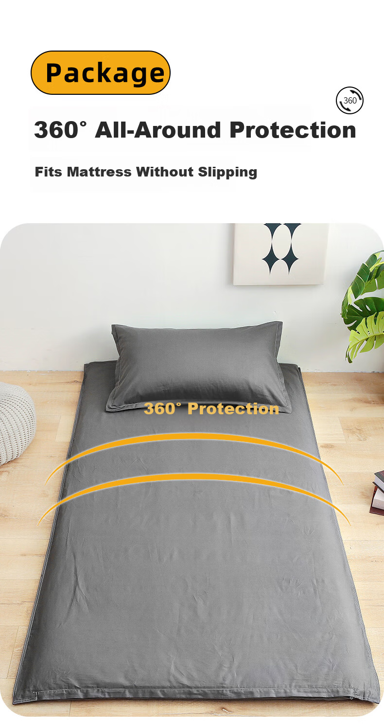 Yunjin Dormitory Mattress Protector Pure Cotton Fitted Sheet Full Coverage Mattress Cover Student Mattress Pad 90*200cm Premium Gray 7
