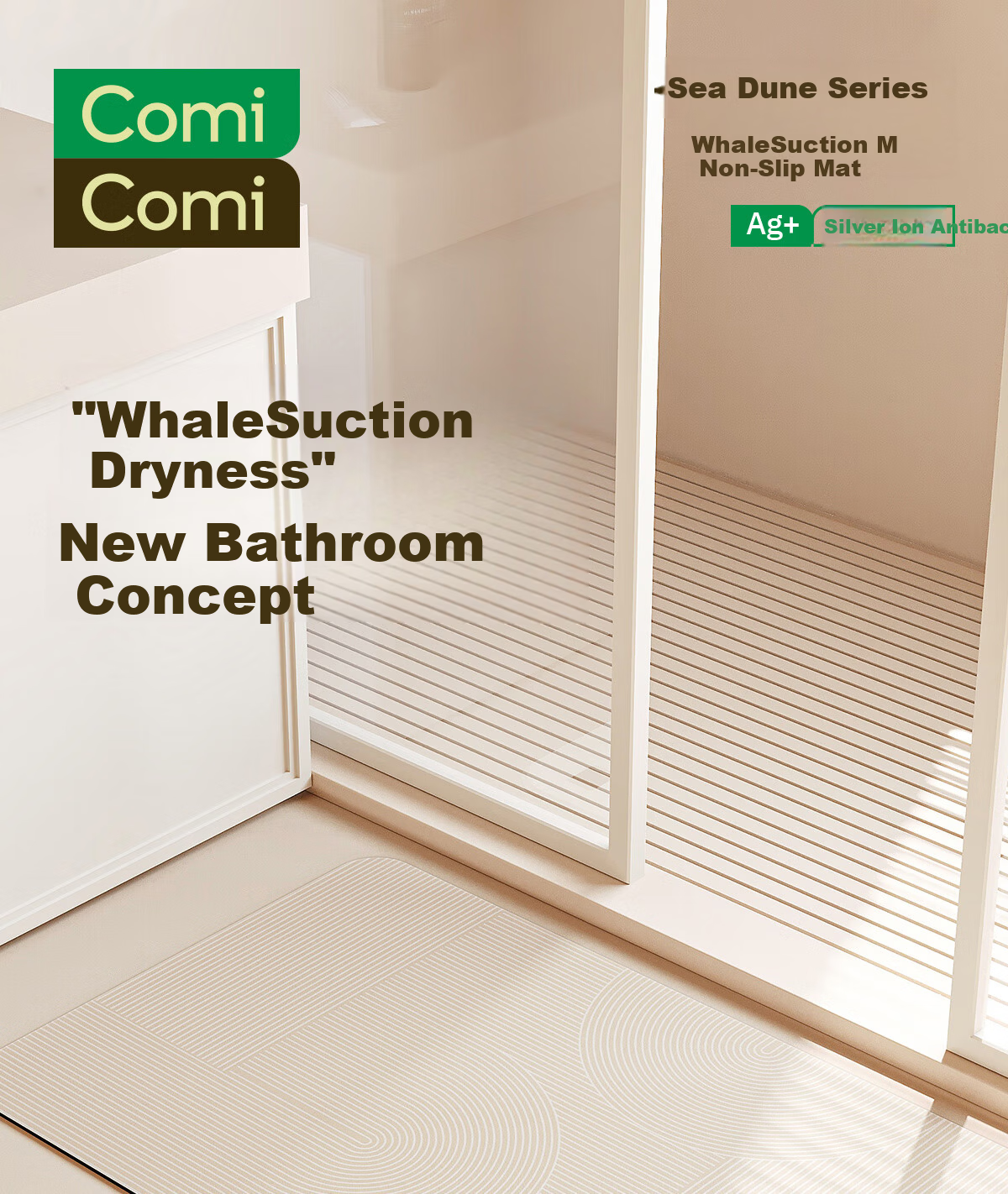 COMICOMI Sea Dune Whale Suction Bathroom Mat Water Absorbent Non-Slip Shower Bath Anti-Slip Mat 40*60cm 2