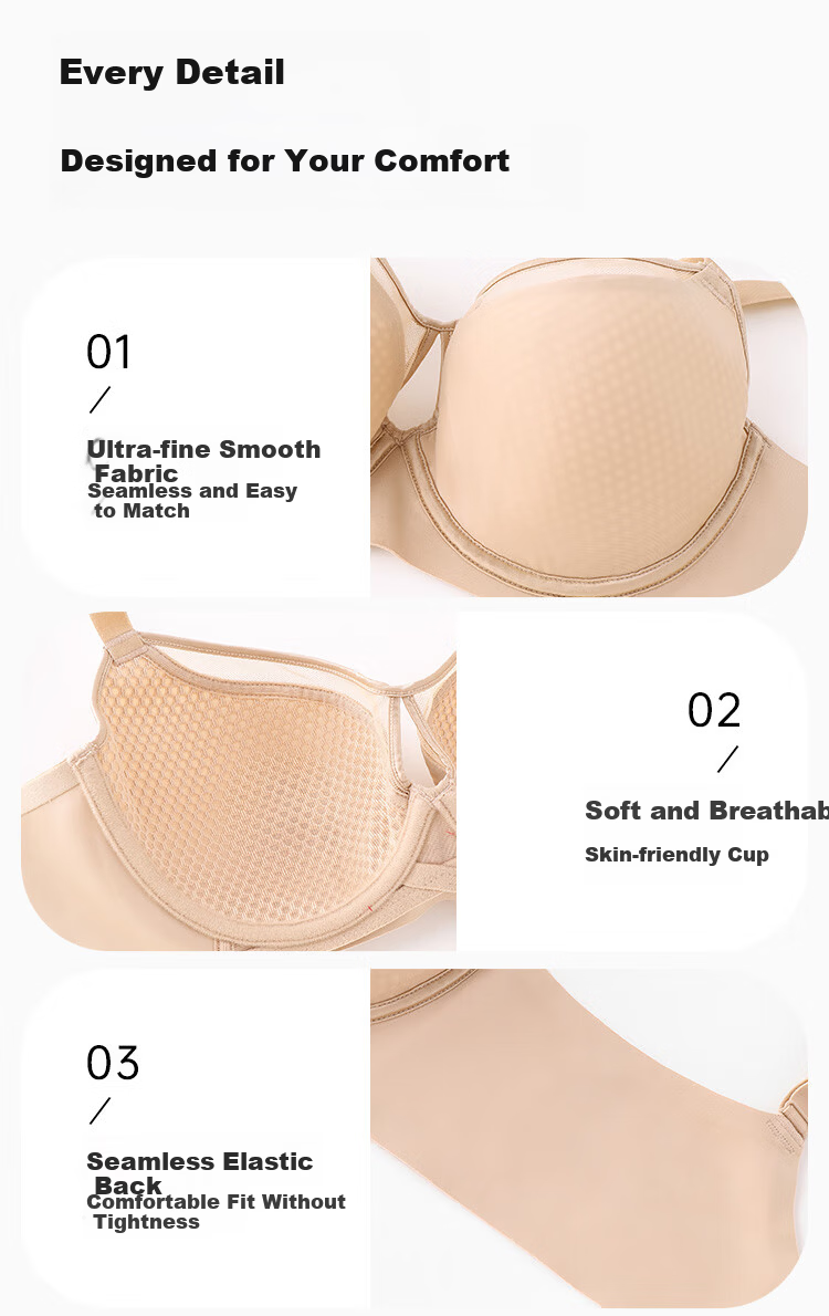 Ordifen Women's Lightweight Breathable Seamless Smooth Large Cup Bra Set XB4210 13