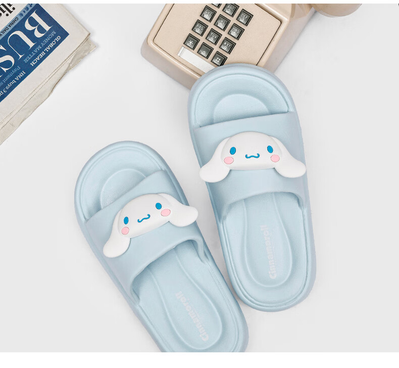 MINISO Women's Slippers, Home Indoor Shoes, Comfortable Feel, New Cute All-Season Slippers, Yuguigou Blue, Size 36-37 16