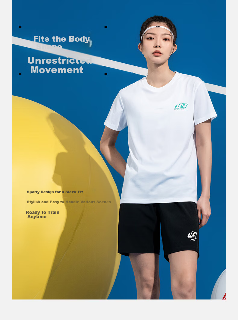 LI-NING Sports Short Sleeve Breathable Loose Casual Quick-Dry Running Fitness Five-Point Shorts Table Tennis Shirt Unisex S 5