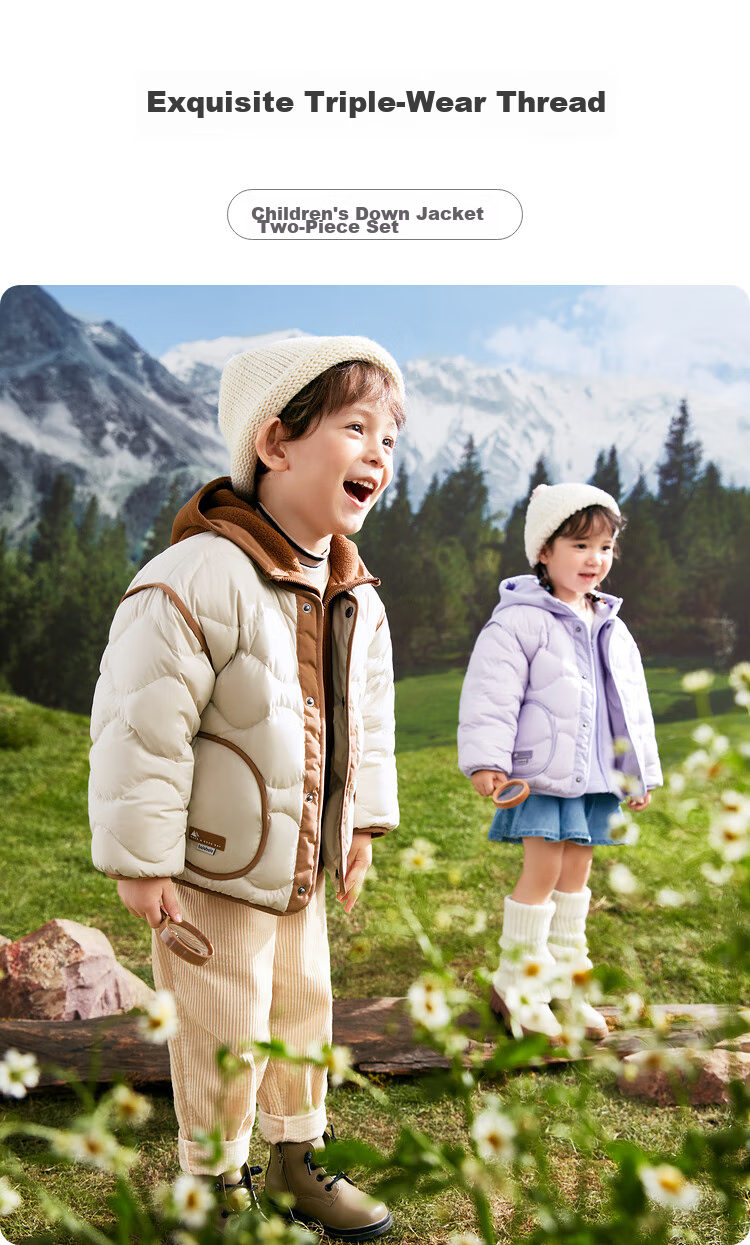 BALABALA Children's down Jacket, Boys And Girls Winter Coat, Fleece Two-Piece Set, Warm Outerwear for Baby Boys And Girls 1
