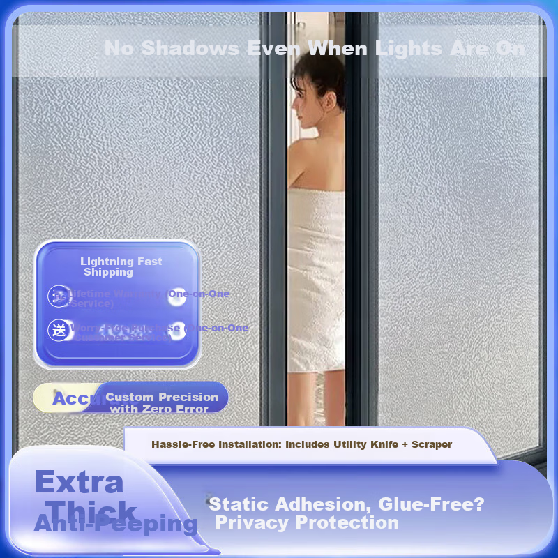 Jifudifu Anti-Static Frosted Glass Film 2m Kitchen and Bathroom Privacy Window Glass Door Sticker
