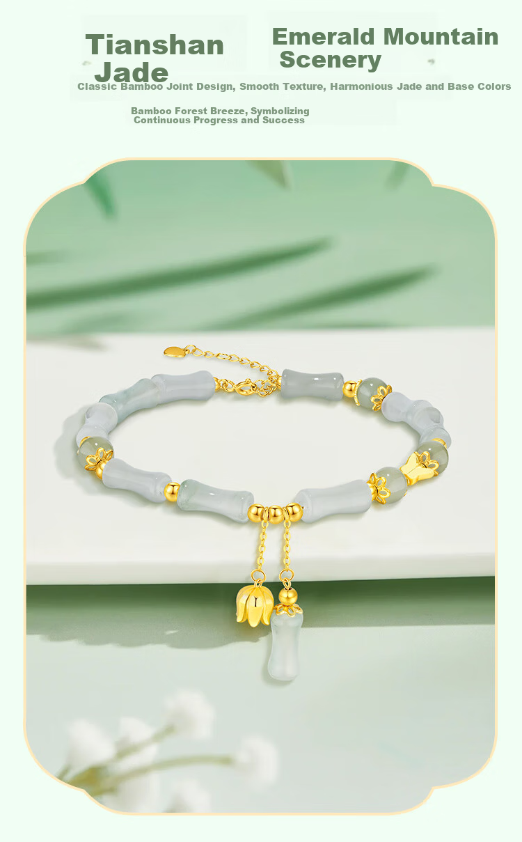 ALLOVE Bamboo Joint Silver Bracelet Women's 2026 New Hetian Jade Birthday 520 Valentine's Day Gift for Girlfriend Wife 5