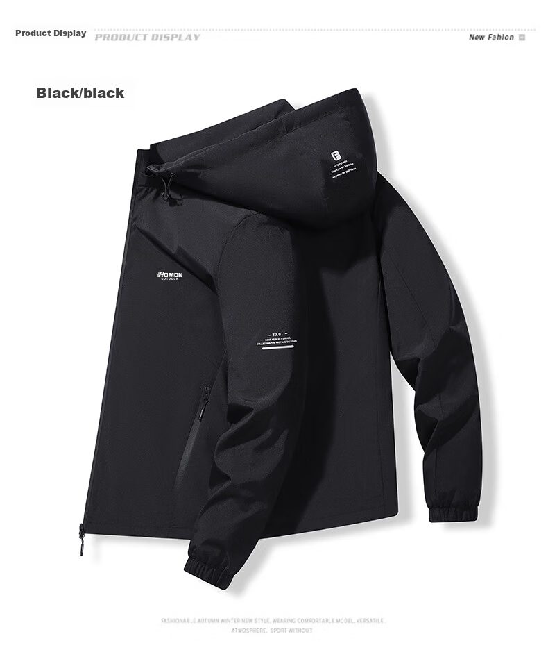 ROMON Men's Jacket Spring Autumn Trendy Outdoor Sports Casual Windproof Coat JK01 Blue Fleece Lined 3X 8