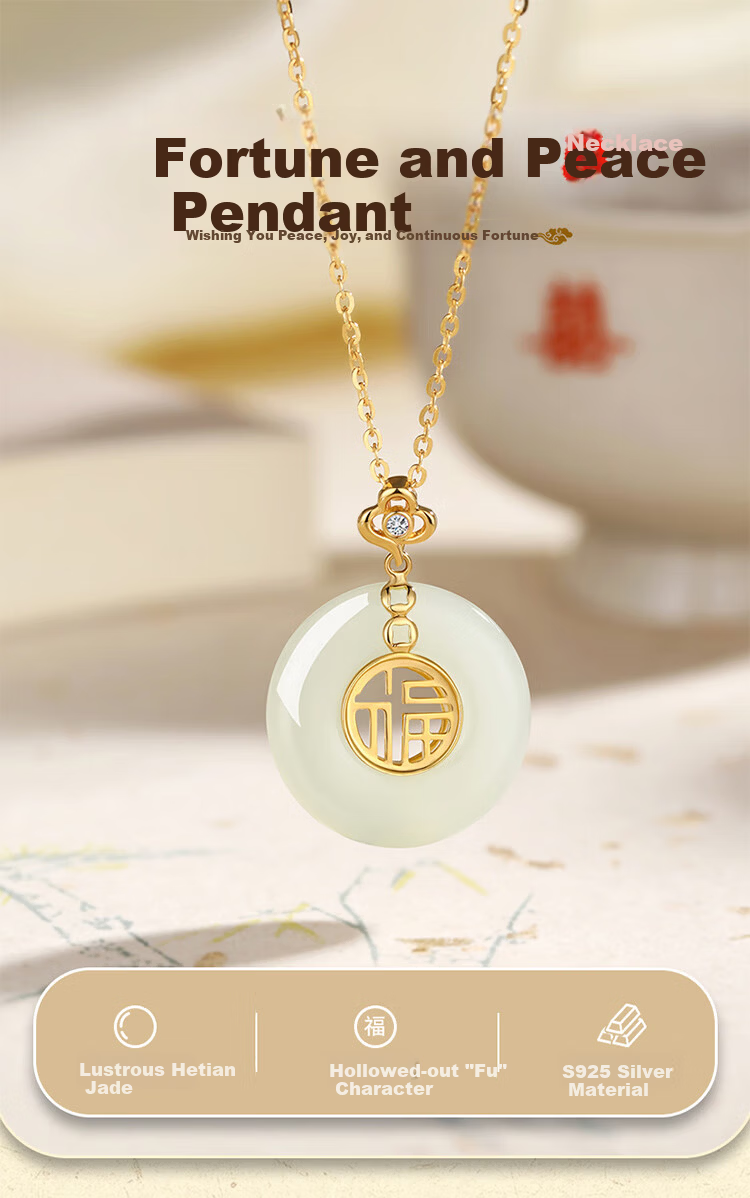Qike Natural Pearl Necklace with Peace Buckle And Hetian Jade Pendant, Authentic Practical Gift for Wife Or Girlfriend on Valentine's Day 1
