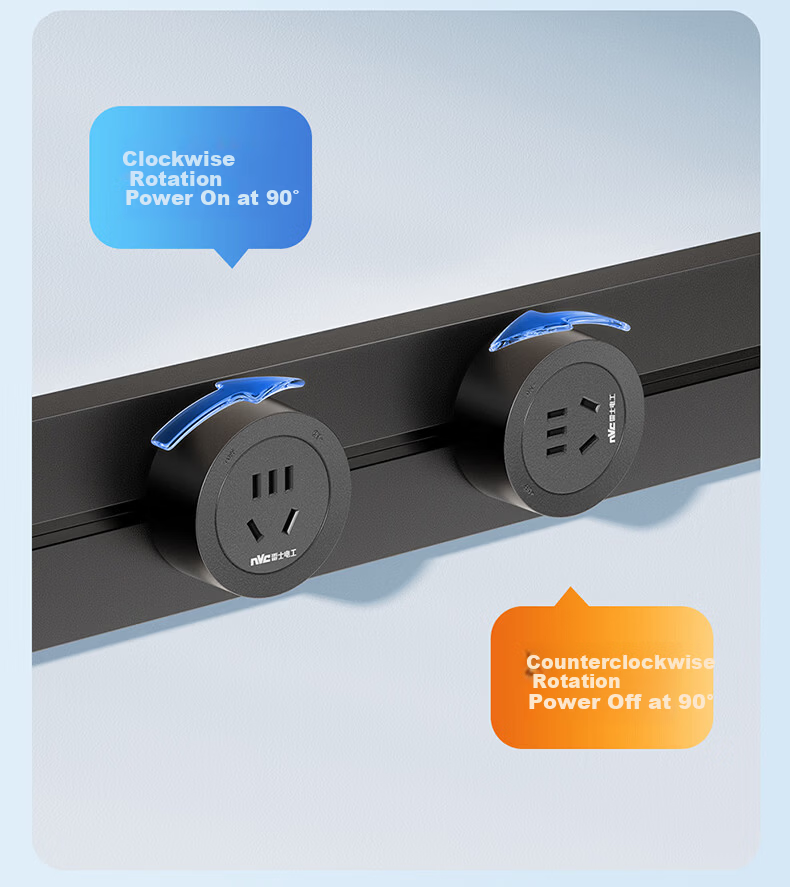 NVC Lighting Track Socket Surface Mounted No-Drill Wall-Mounted Movable Wall Rail Socket 80cm + Four Five-Hole Outlets Black 15