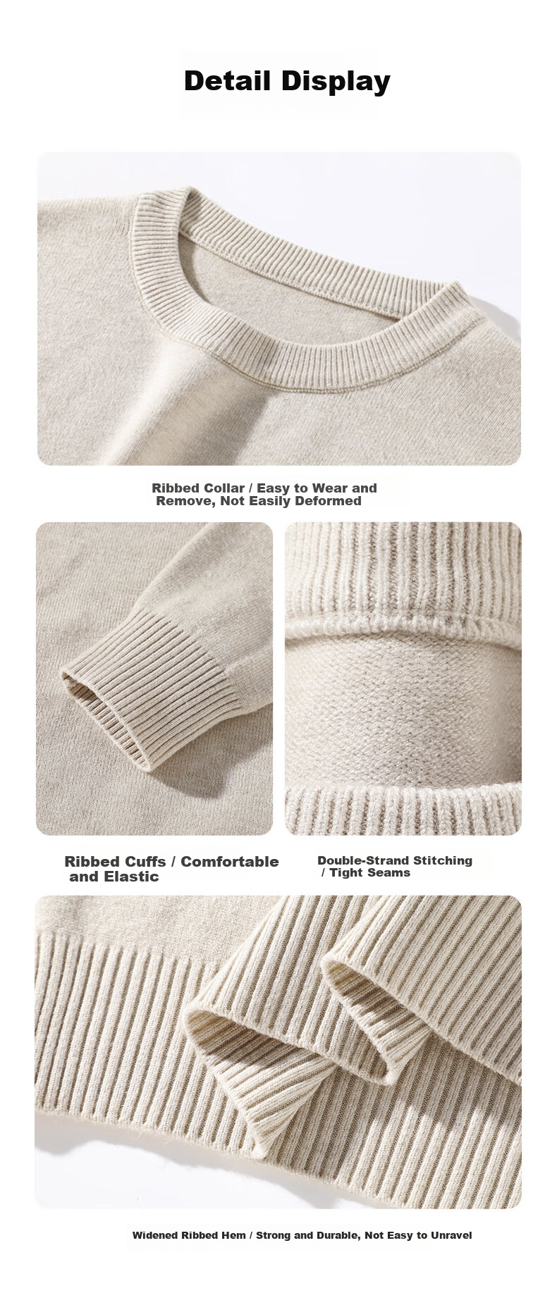 JEANSWEST LIFE Men's Thermal Knitted Sweater Autumn Winter Double-Strand Heavyweight Crew Neck Skin-Friendly Pullover 15