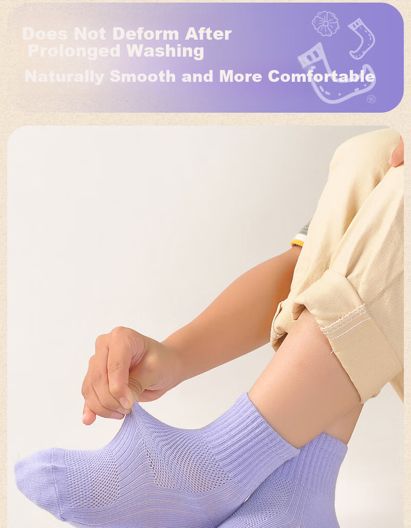 Mianwuqi Children's Odor-Resistant Socks, Boys And Girls Mid-Calf Socks, Black And White All-Season Breathable Youth Socks 13