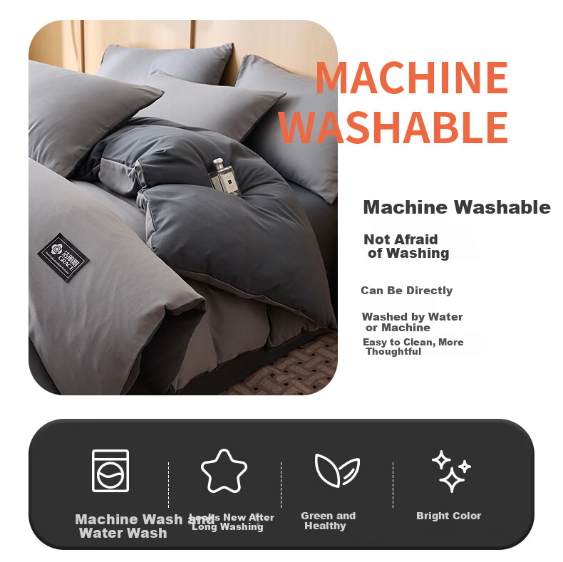 Grace A-Class Antibacterial Single Quilt Cover Skin-Friendly Student Single Duvet Cover Core Set Ink Pine Gray 200*230cm 10
