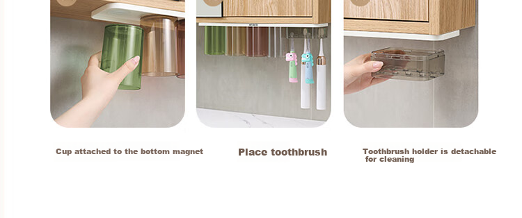 Ecoco Student Dormitory Toothbrush Cup Bathroom Supplies Electric Toothbrush Storage Rack Set with Rinse Cup 25112 16