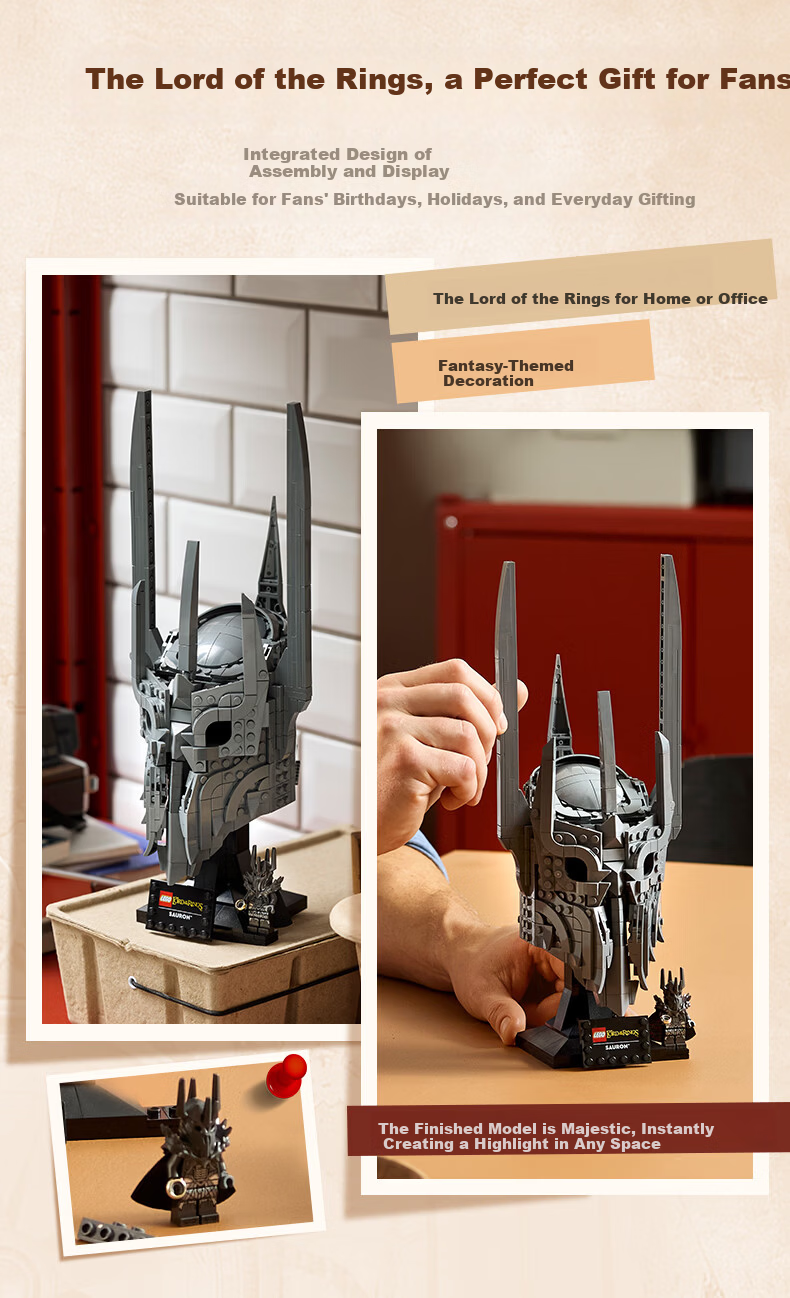 LEGO Building Blocks 11373 The Lord of the Rings: Sauron's Helmet Boys Girls Toy Birthday Gift Display Model 9
