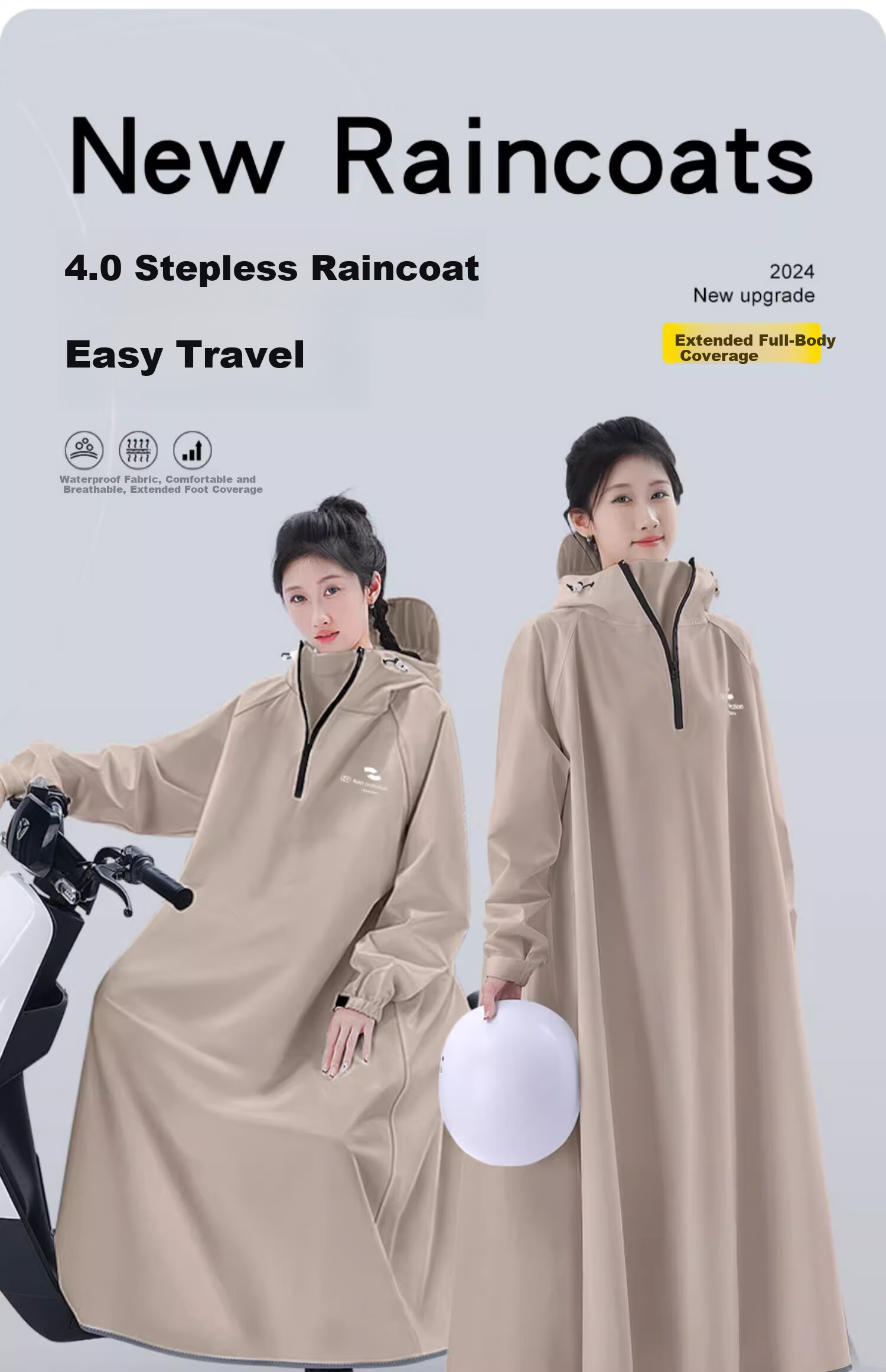 Zhengyu Electric Bicycle Raincoat, Separate Person And Vehicle Design, Full-Body Protection against Heavy Rain, Long-Style One-Piece Suit for Men And Women, Single-Person Enlarged Integrated Rain Poncho with Sleeves 1