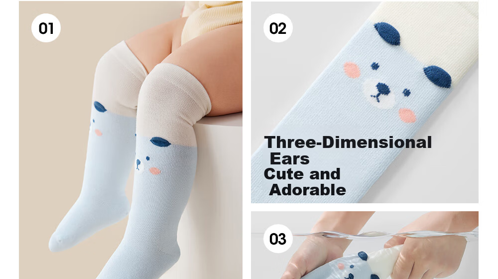 Beitais Children's Socks Baby Spring and Autumn Indoor Breathable Pure Cotton Long Tube Socks for Boys and Girls Toddler Walking 31