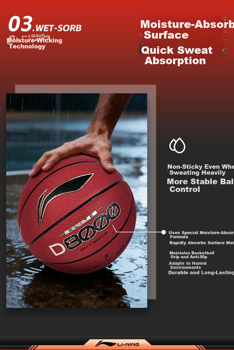 Li-Ning 4BD Basketball D8500 Adult Professional Official Size 7 Outdoor High-Strength Dustproof Wear-Resistant Ball 5