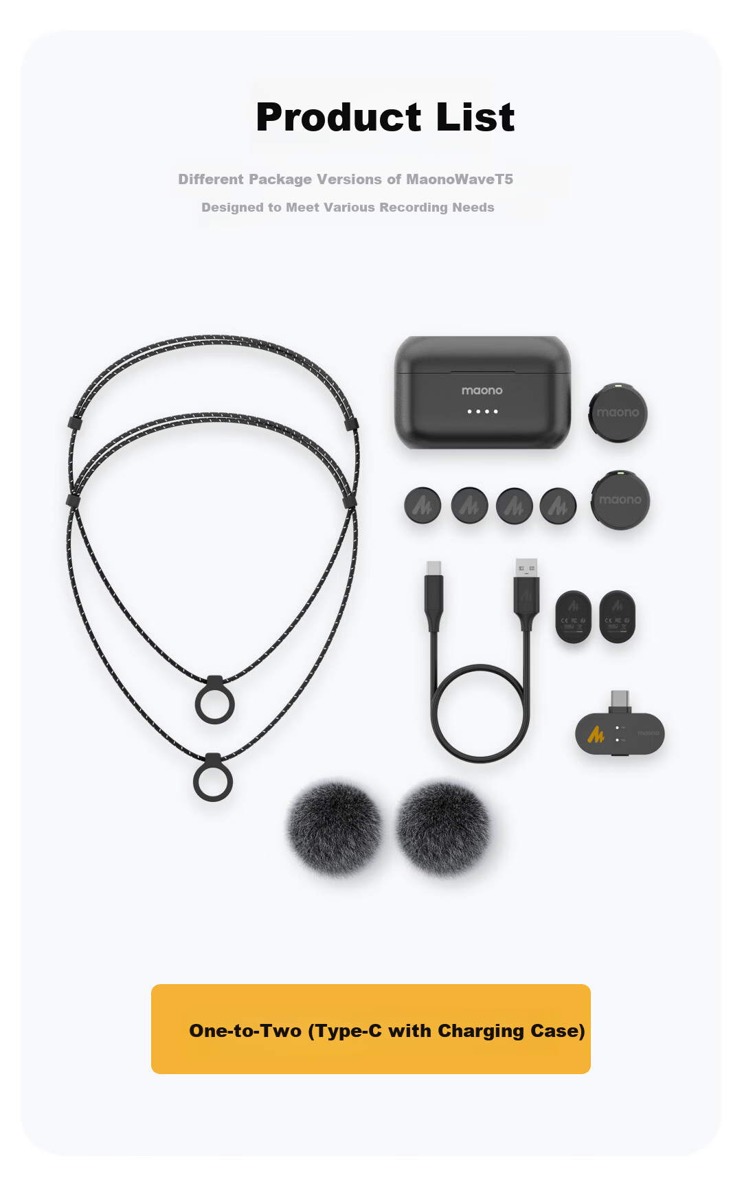 Maono T5 Wireless Lavalier Microphone, Live Streaming Mic One-To AI Noise Reduction, Mobile Phone Audio Pickup, Short Video Recording Camera Microphone, Shanke Lightning Versio 21