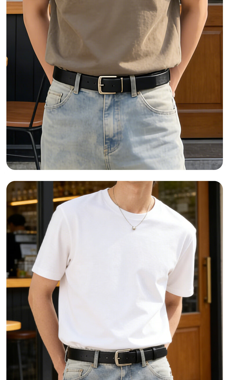 CARTELO Men's Leather Belt Casual Denim Waist Belt Simple Versatile Pin Buckle Belt Birthday Gift for Boyfriend Husband Father 9