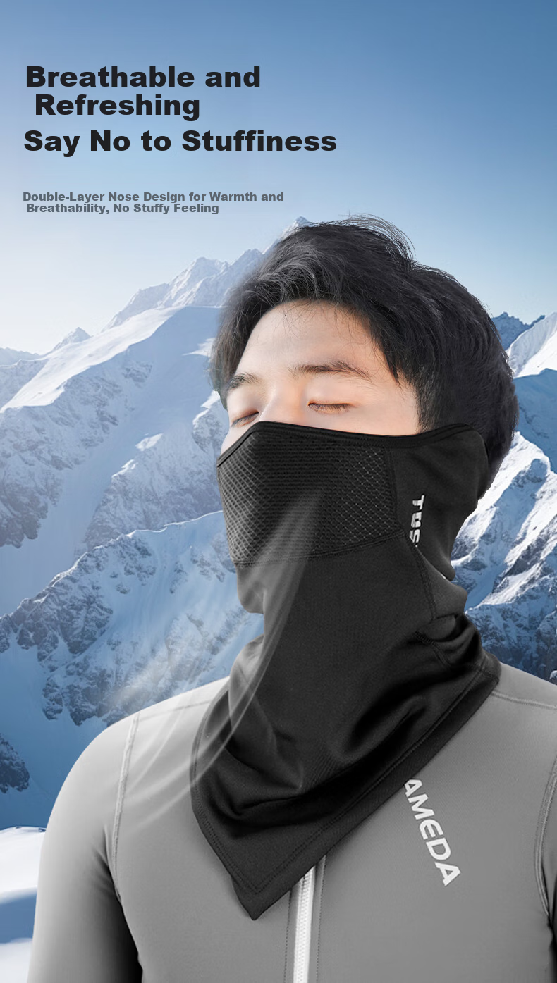 Captain Tas Cycling Face Mask Autumn Winter Warm Windproof Neck Gaiter Outdoor Motorcycle Electric Bike Face Cover Headscarf Black 7