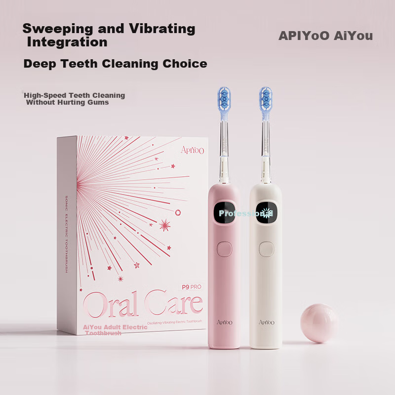ApiYoo AiYou P9 Pro Adult Sonic and Vibrating Electric Toothbrush Soft Bristles Gum Care Deep Cleaning Adult Couples Students Gift for Boyfriend Girlfriend Birthday Present