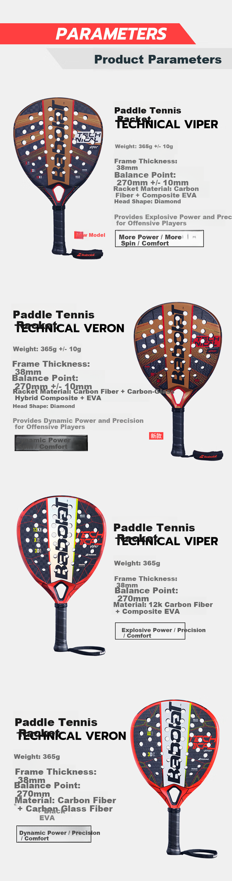 Babolat Carbon Professional Advanced Babolat Frame Cage Tennis Racket PADEL TECHNICAL 2
