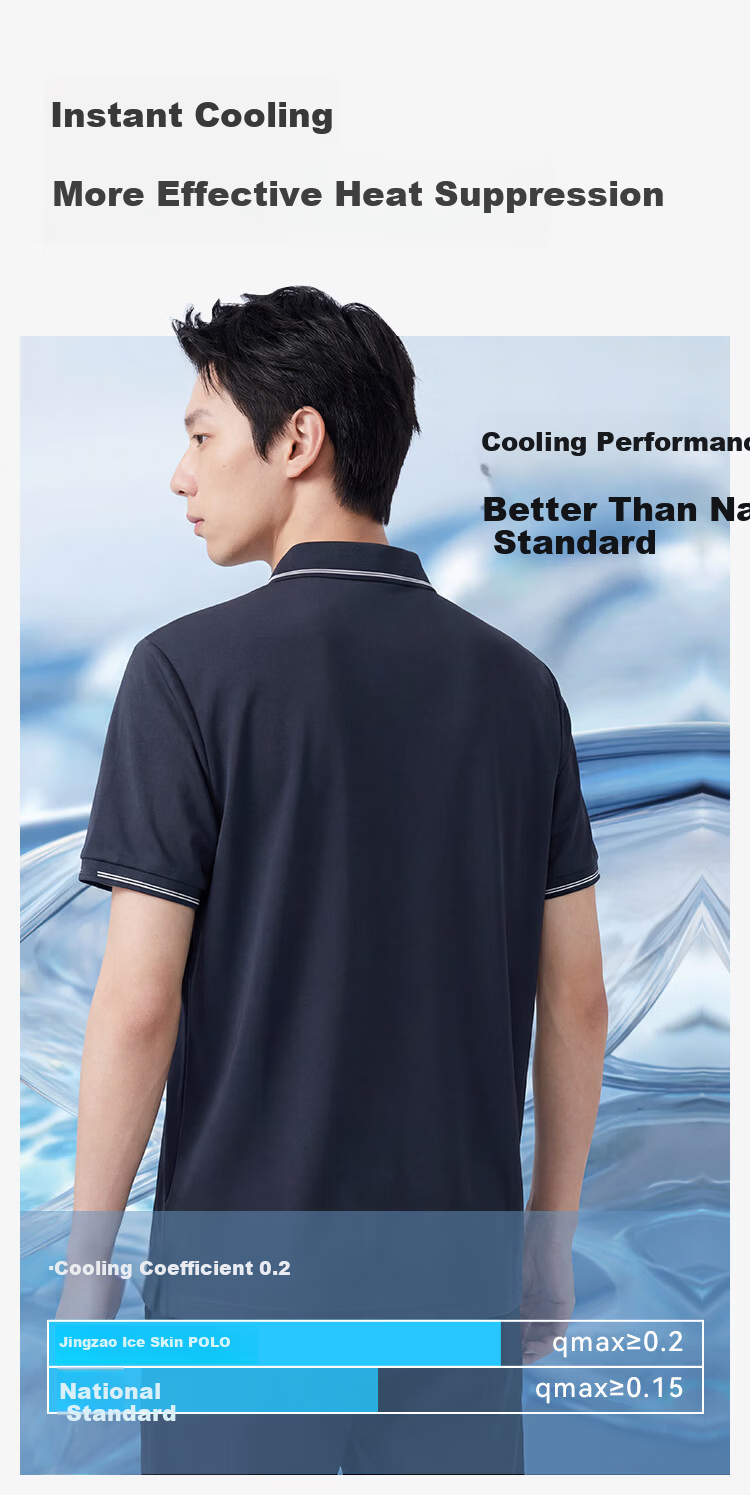 JD Jingzao Ice Jade Polo Shirt Men's Short Sleeve T-Shirt Premium Spring Summer New Lapel Casual Business Top Cloud Gray Blue L 7