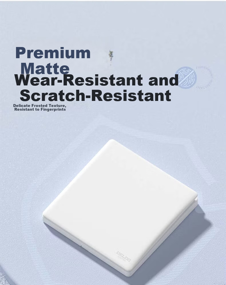 DELIXI Switch Socket CD806 Matte Frosted Cream Style Large Panel Two-Gang Double Control Han Yu White 7