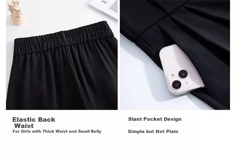 LangSha Black Women's Suit Pants, 2025 New Style, Office Commute, High-End Feel, Straight-Leg Slimming Thin High-Waist Wide-Leg Trousers 11