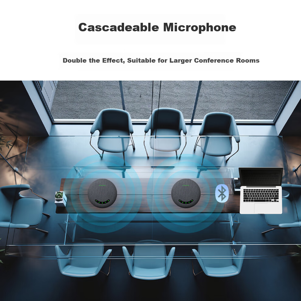 Hongshidao BT12S Video Conference Omnidirectional Microphone Speaker Wireless Bluetooth Dual USB Desktop Pickup Radius 8m (USB Daisy Chain Suitable for Meeting Rooms within 60㎡) 4