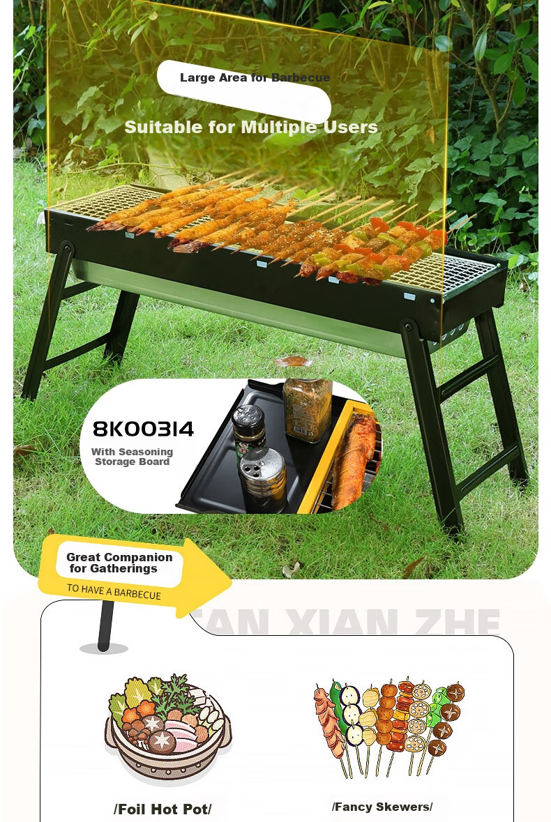 Ansell Stainless Steel Portable Detachable BBQ Grill Rack Oven Outdoor Skewer Stove Tea Boiling Mesh 8K00325 3