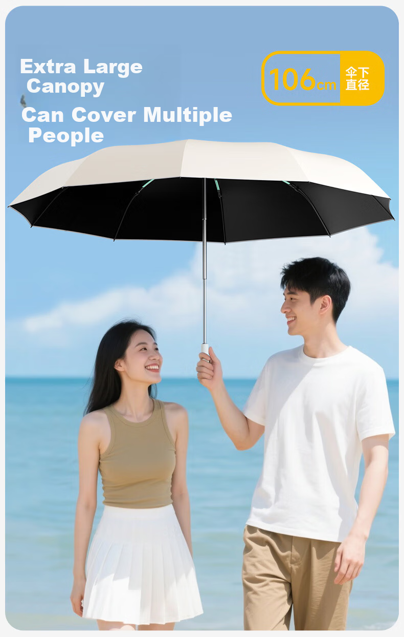 ZUODU Automatic Large Reinforced Thickened Men's and Women's Black Coating Reverse Umbrella with Ring Buckle for Students 16