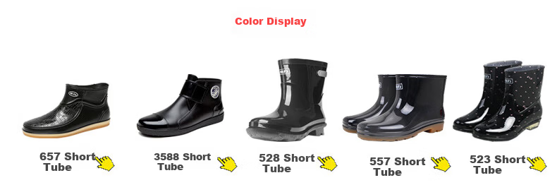 Warrior Rain Boots, Men's Short Fashion Low-Top Adult Waterproof Shoes, Rubber Boots, Rain Boots, Overshoes, 8657 Black, Size 40 4