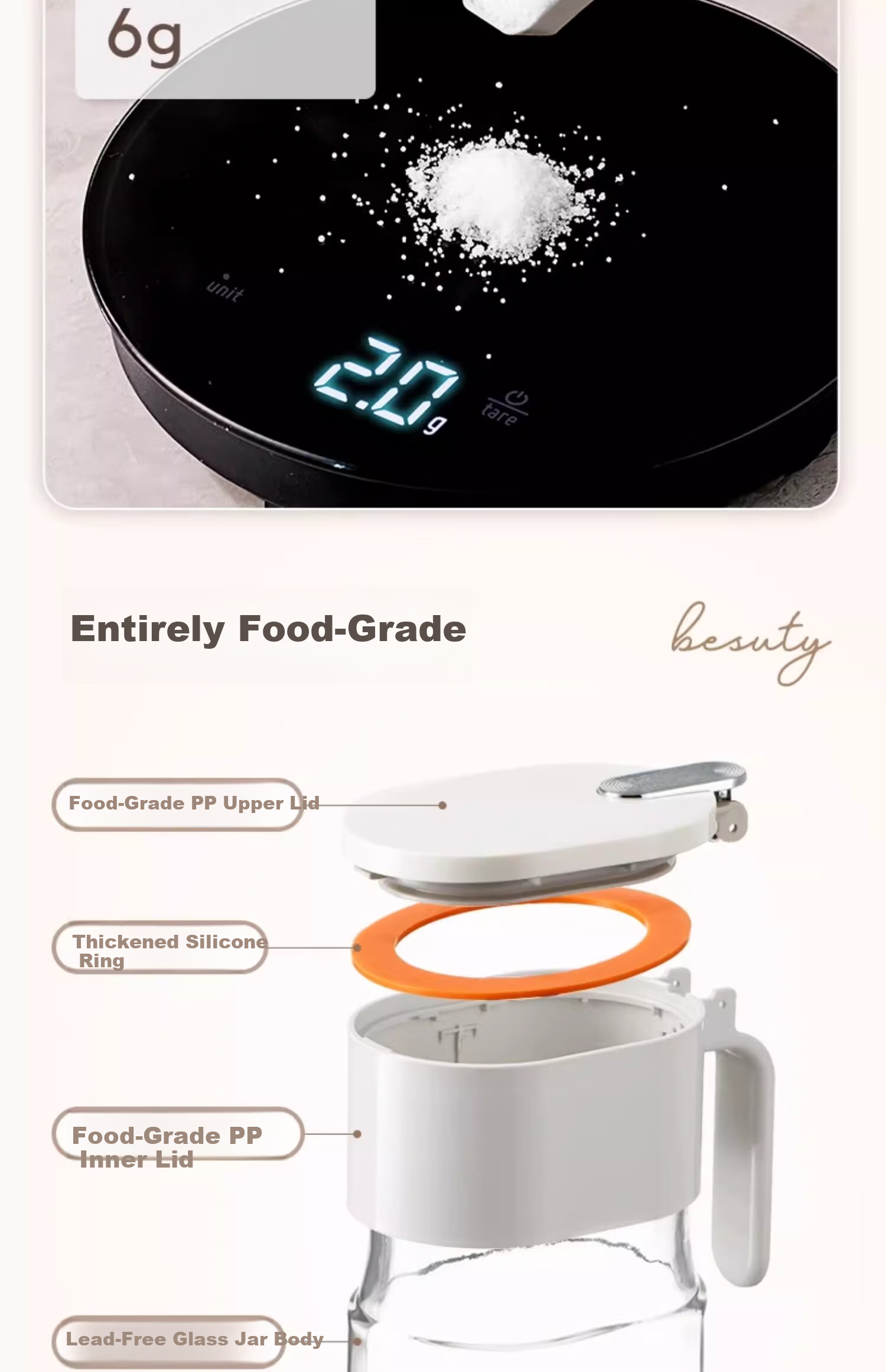 KATEI STORY Japanese Moisture-Proof Sealed Spice Jar Salt Container Glass Kitchen High-End Seasoning Bottle 8