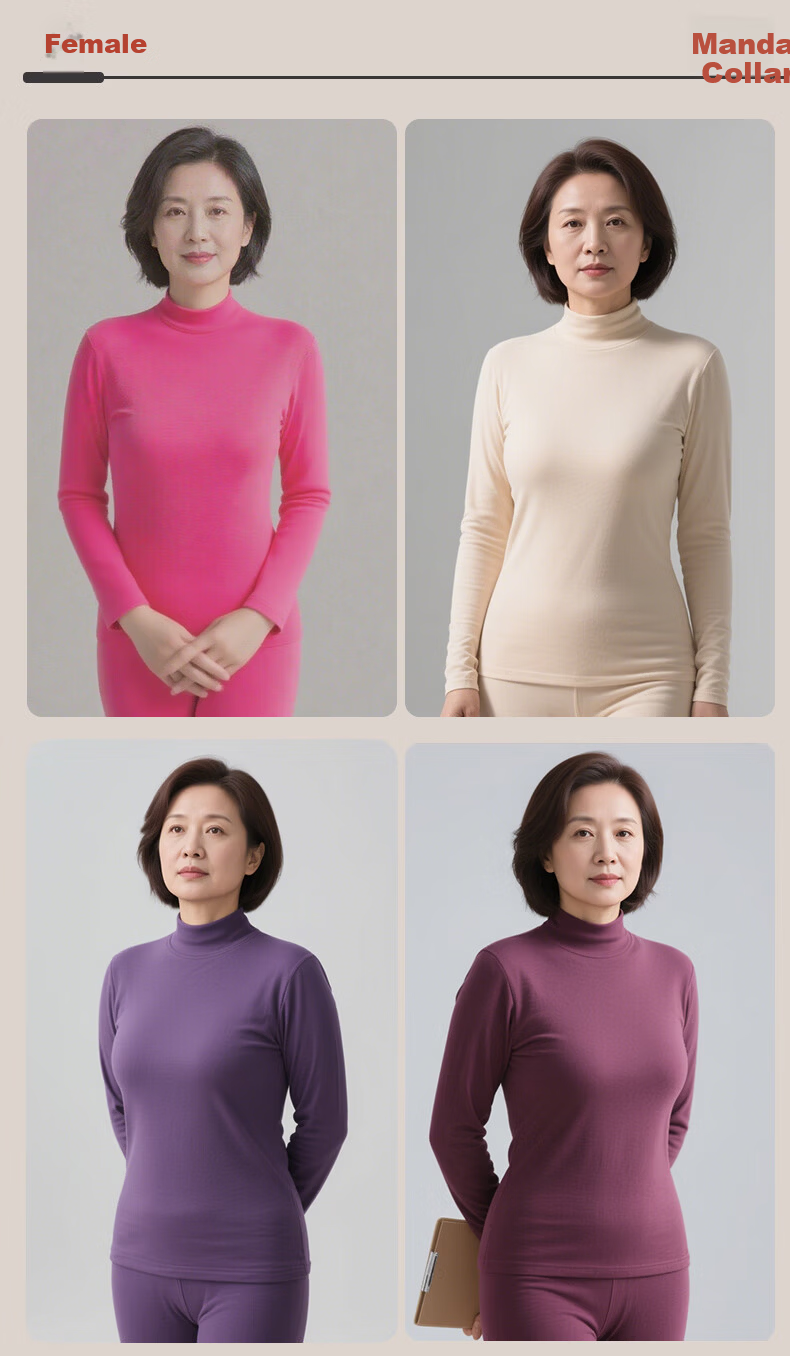 Hengyuanxiang Middle-Aged And Elderly [100% Pure Cotton Autumn Underwear Set] Women's Antibacterial Thermal Underwear Set, Thin Base Layer for Mom in Winter 16