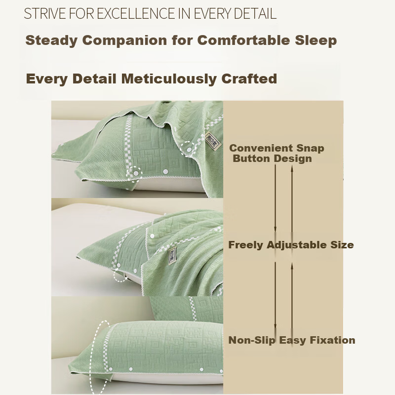 Hengyuanxiang Magic Pillowcase Pillow Towel Pure Cotton Non-Slip Pair Buckle Memory Pillowcase Olive Green Pair