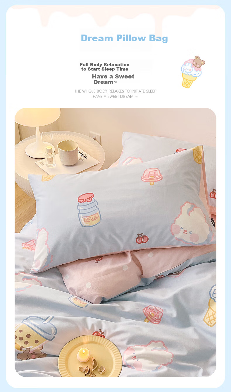 Dohia Home Textiles Pure Cotton Bedding Set of Three Pieces, Single Dormitory Pure Cotton Bed Sheet And Duvet Cover Set for 1.2-Meter Bed, 152*218cm 9