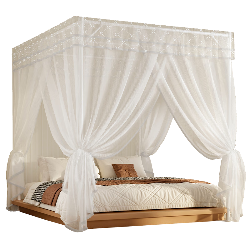 Cottonfaith Class A Home Bedroom Palace Floor Mosquito Net Frame Dustproof Top Three-Door 1.8x2m [Diagonal Reinforced Support]