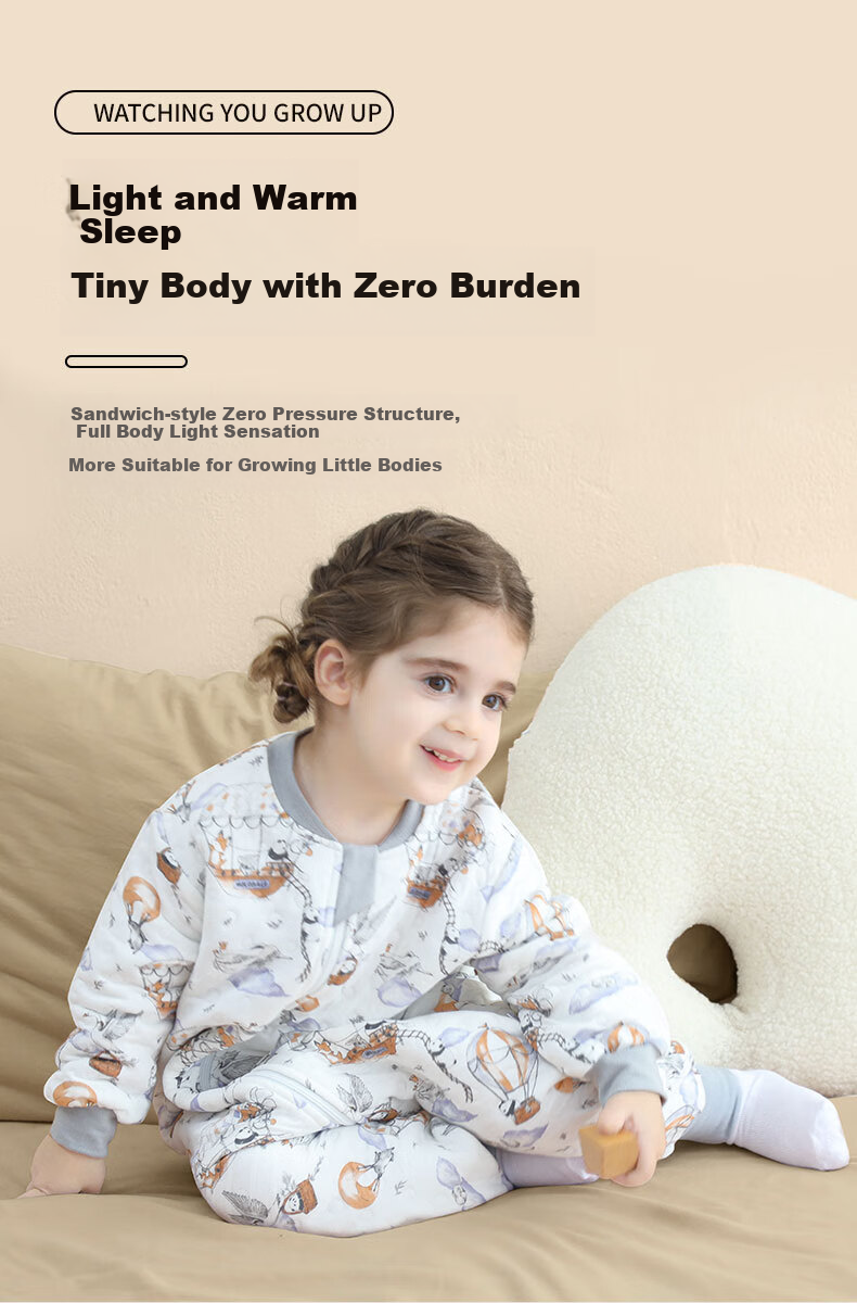 Nanjiren Baby Sleeping Bag Spring Summer Bamboo Air Cotton Kids Anti-Kick Quilt Pajamas Baby Air-Conditioned Split-Leg Sleeping Bag Size 90 6