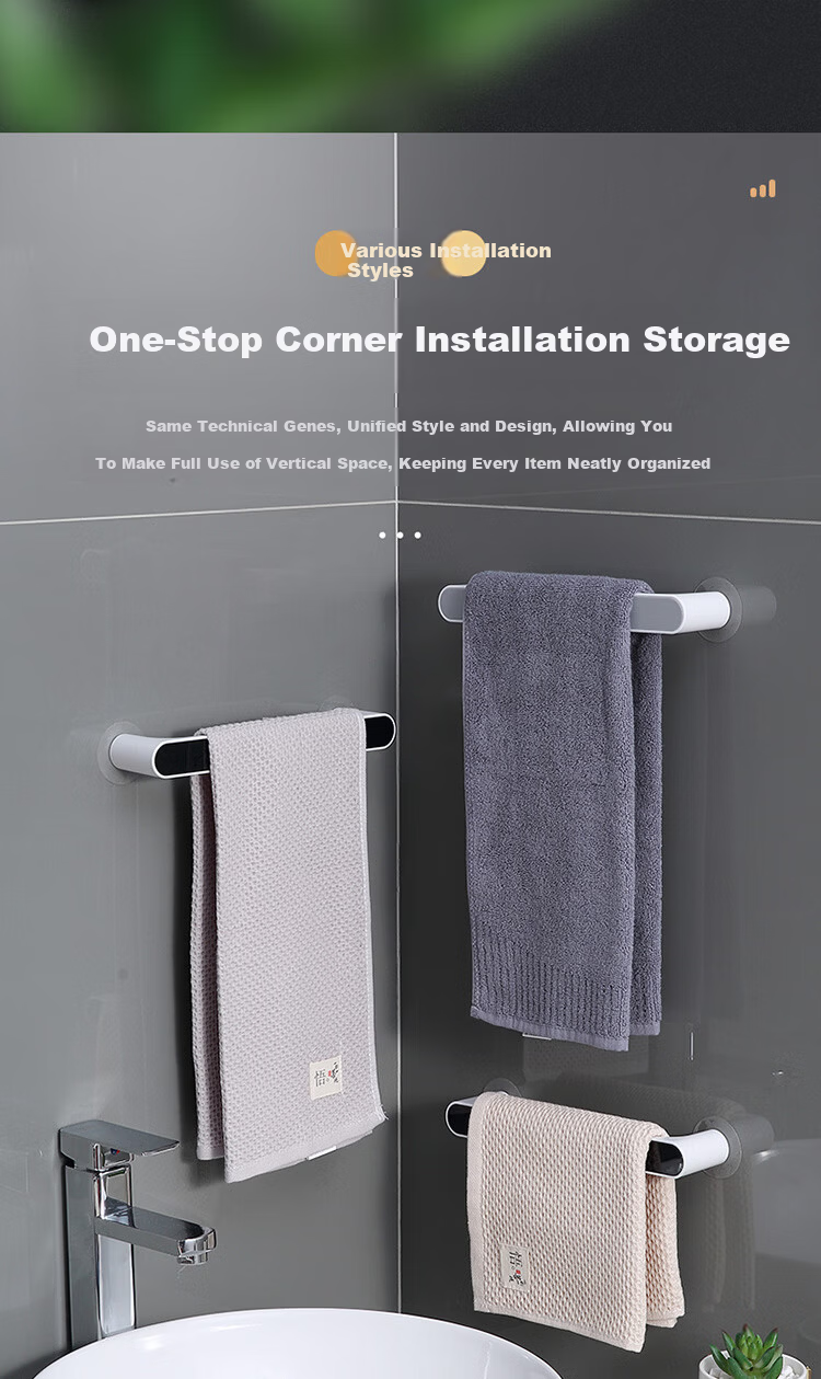 Ecoco No-Drill Towel Rack Bathroom Toilet Storage Towel Bar Minimalist Bathroom Shelf E1929 Black 5