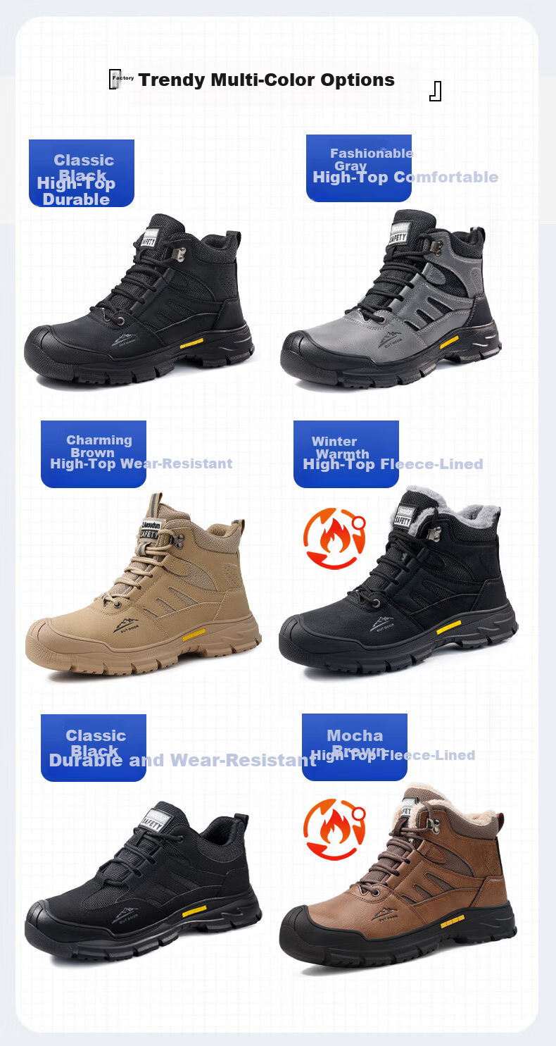 Blue Eagle Shield Men's High-Top Safety Work Shoes Anti-Slip Anti-Smash Toe Puncture-Resistant Durable Construction Shoes D253 Size 40 10