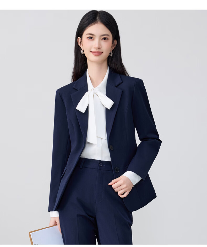 Chaoxu White Long Sleeve Bow Tie Shirt Women's Professional Slim Fit Elegant Casual Blouse 16