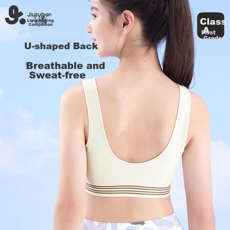 Jiusuiban Front Zipper Sports Bra for Girls 15-18 Years Old Shockproof Fitness Training Yoga Vest